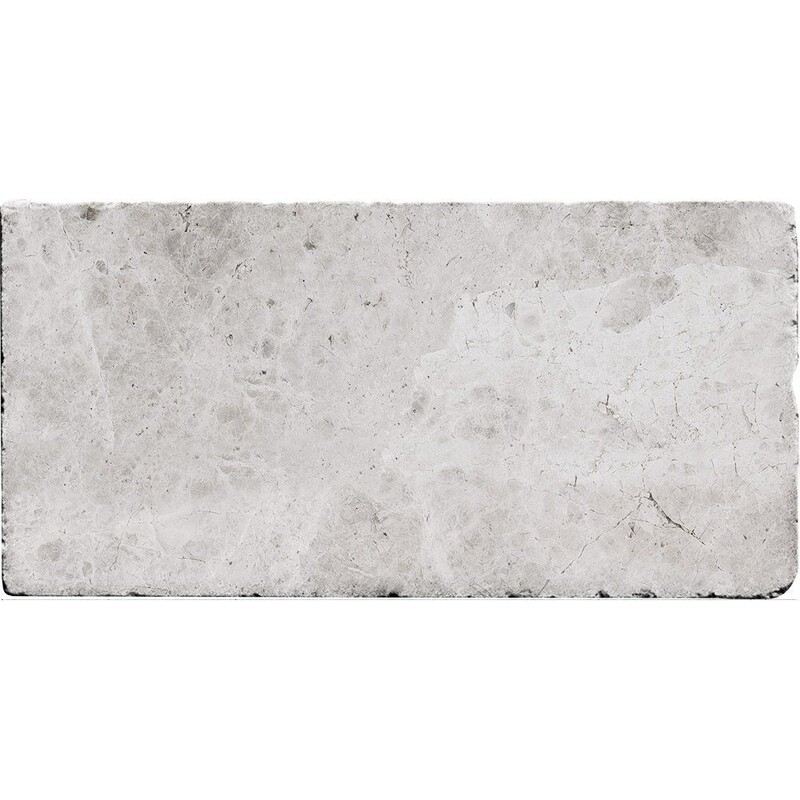 Silver Sky Tumbled Subway Marble Tiles 3×6