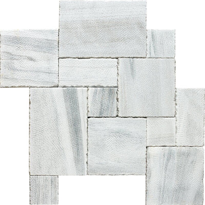 Silver Sky Reclaimed Marble Pavers Ashlar Pattern