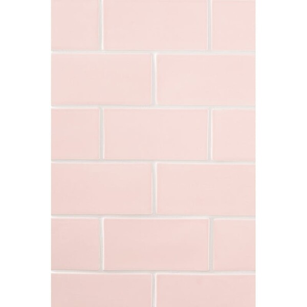 Blush Glossy Subway Ceramic Tiles 3×6