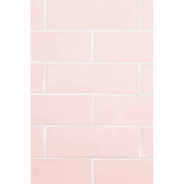Blush Glossy Subway Ceramic Tiles 3×9