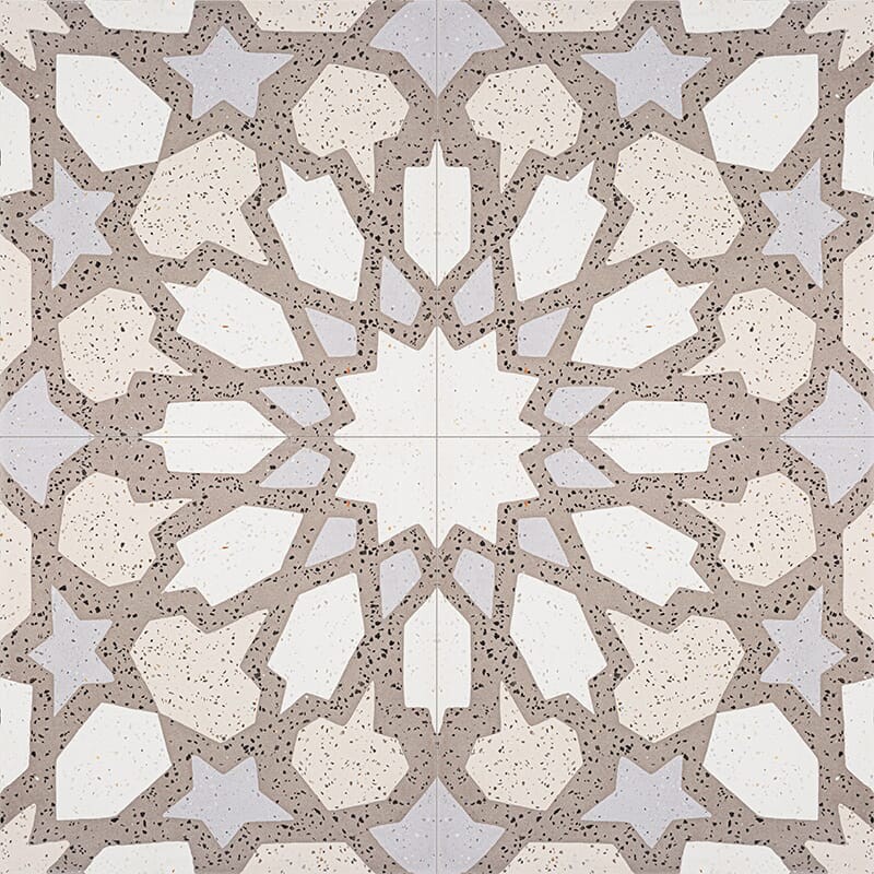 Brown, Light Brown, Beige, Gray Polished Arietta Cement Tiles 8×8