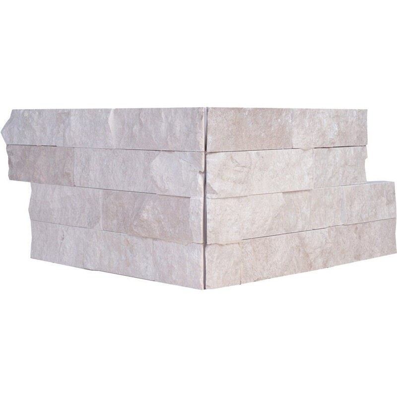 Royal Beige Rock Face Corner Marble Ledger Panel 6×12
