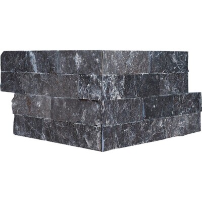Graphite Black Rock Face Corner Marble Ledger Panel 6x12