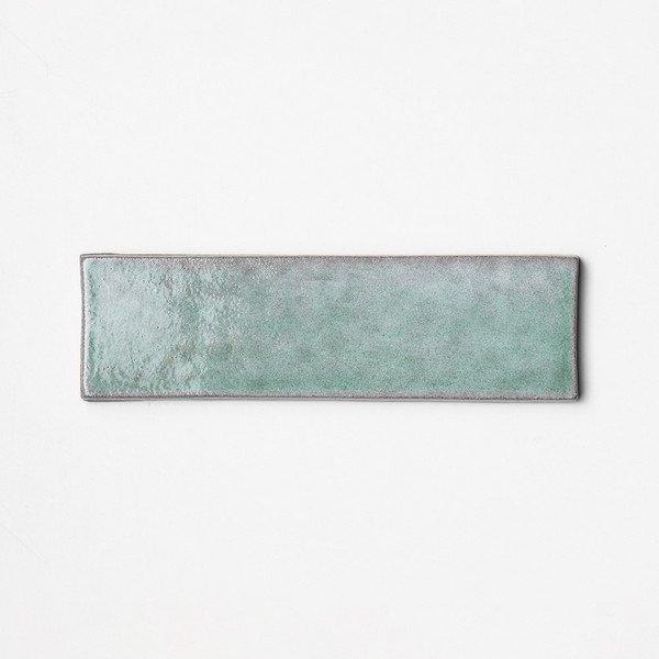 Seafoam Glossy Zellige Look Glazed Terracotta Tiles 2 1/4×7 7/8
