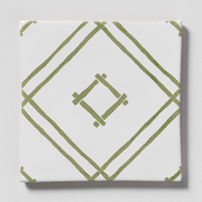 Island House Reverse Royal White, Palm Glossy Chez Bamboo Glazed Terracotta Tiles 6×6