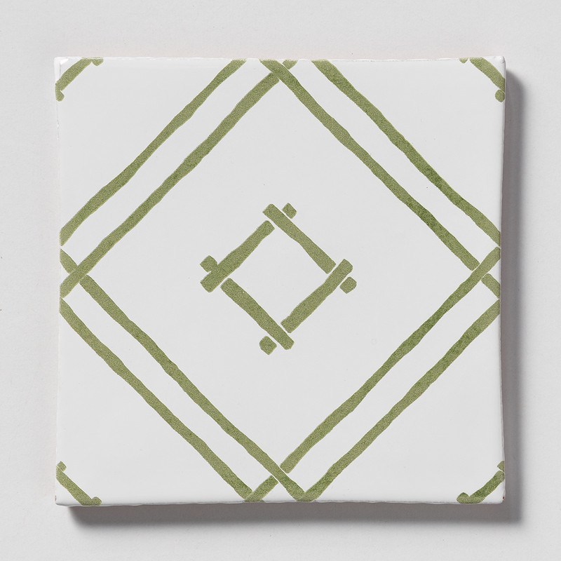 Island House Reverse Royal White, Palm Glossy Chez Bamboo Glazed Terracotta Tiles 6×6