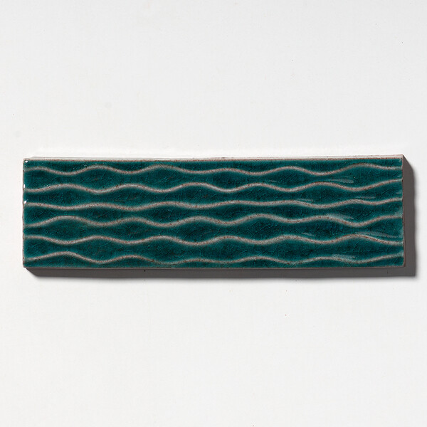 Aquamarine Glossy Rivulet Glazed Terracotta Accent Tiles 2 1/4×7 7/8
