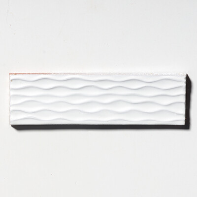 Royal White Glossy Rivulet Terracotta Accent Tiles 2 1/4×7 7/8