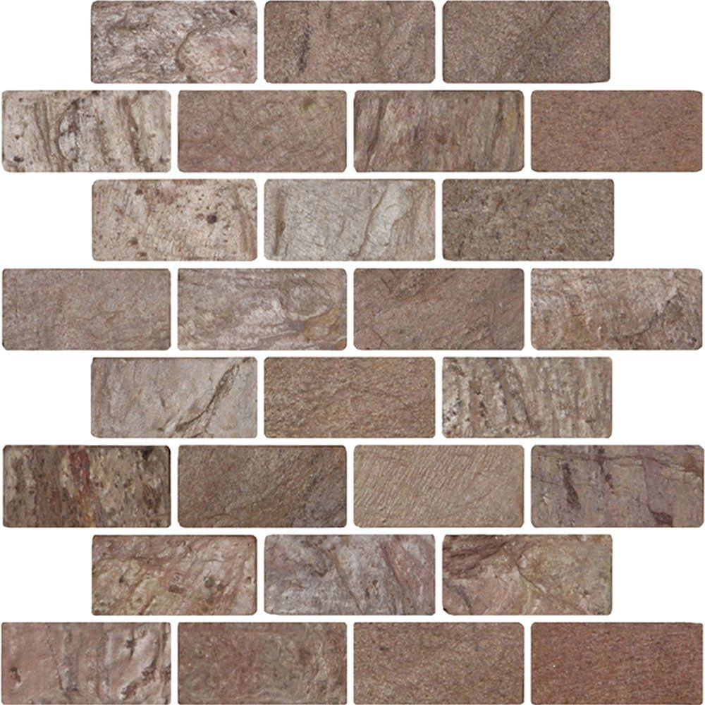 Copper Tumbled Brick Slate Mosaic 12x12