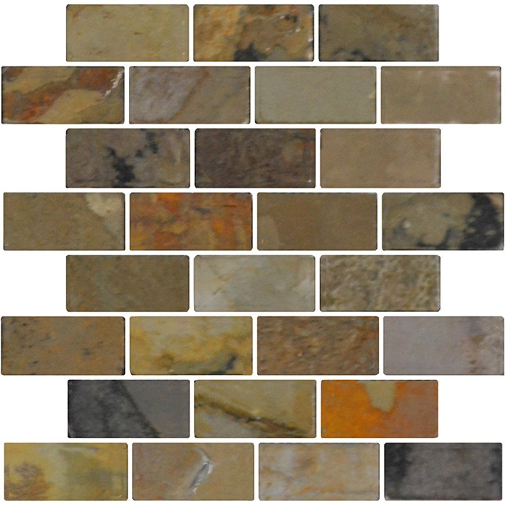 Indian Autumn Natural Cleft Brick Slate Mosaic 12x12