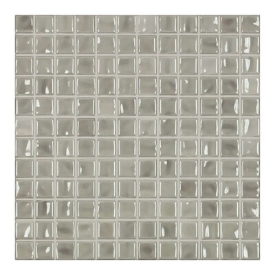 Mosaico de porcelana gris claro brillante 1x1 9 1/16x9 1/16