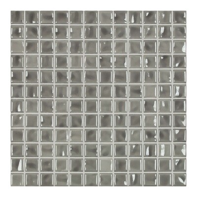 Medium Gray Glossy 1x1 Porcelain Mosaic 9 1/16x9 1/16