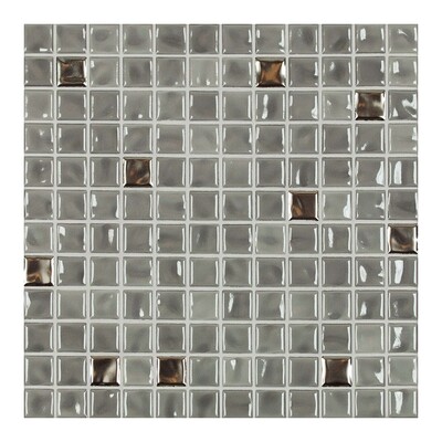 Mosaico de porcelana esmaltado gris medio 1x1 9 1/16x9 1/16