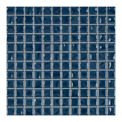 Pure Blue Glossy 1x1 Porcelain Mosaic 9 1/16x9 1/16