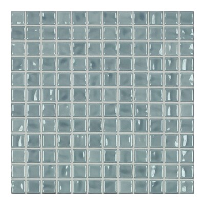 Mosaico de porcelana azul seda brillante 1x1 9 1/16x9 1/16