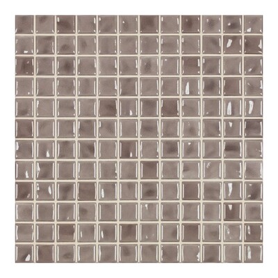 Taupe Glossy 1x1 Porcelain Mosaic 9 1/16x9 1/16