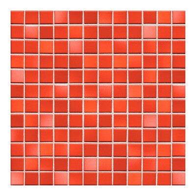 Coral Red Glossy 1x1 Porcelain Mosaic 9 1/16x9 1/16