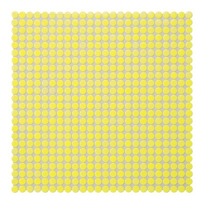 Lemon Yellow Glossy Penny Round Porcelain Mosaic 9 1/16x9 1/16