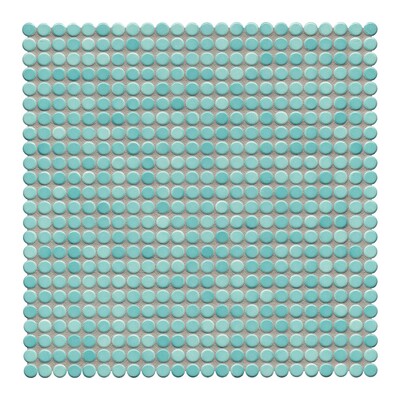 Mosaico de porcelana redondo esmaltado azul aguamarina 9 1/16x9 1/16