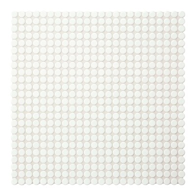 Mosaico de porcelana redondo esmaltado blanco ártico 9 1/16x9 1/16