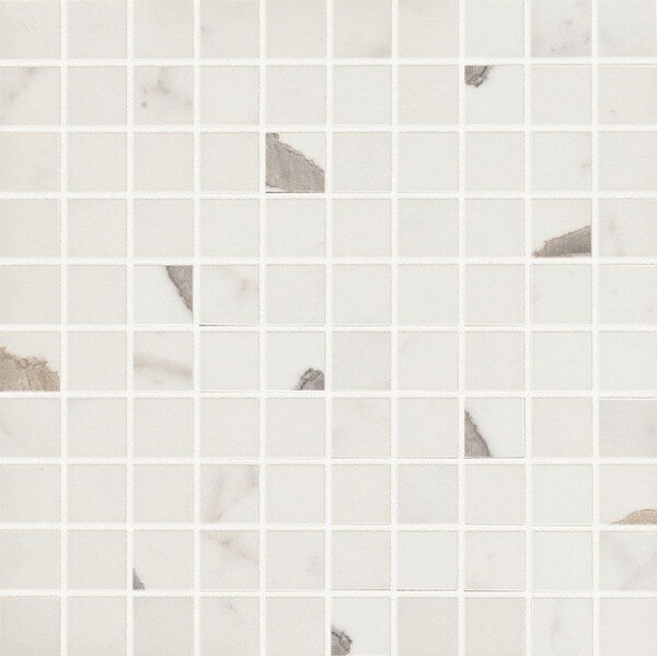Bianco Statuario Gloss 1×1 Marble Look Porcelain Mosaics 12×12