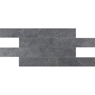 Gray Flow Matte 2 3/4×11 1/2 Brick Mesh Mount Stone Look Porcelain Mosaics 12×24