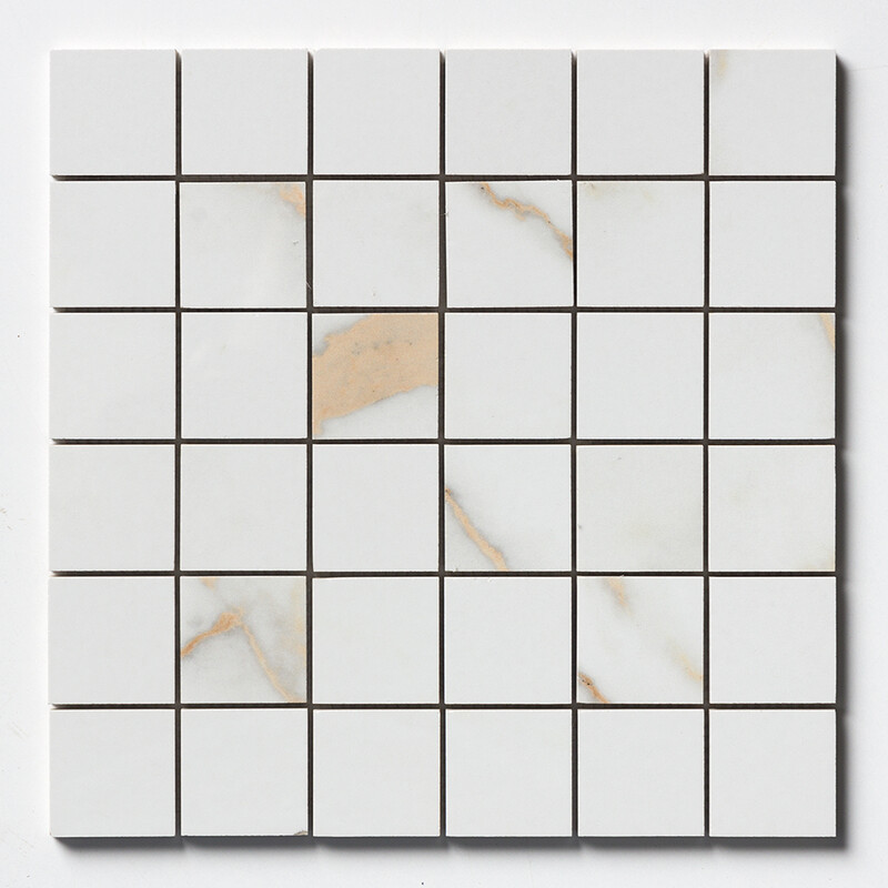Calacatta Oro Polished 2×2 Porcelain Mosaics 12×12
