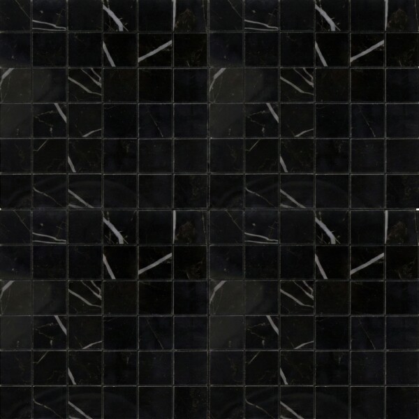 Marquina Nero Polished 2×2 Porcelain Mosaics 12×12