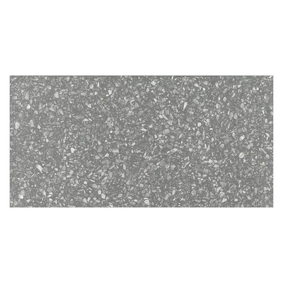 Precious Black Matte Terrazzo Look Porcelain Tile 12x24