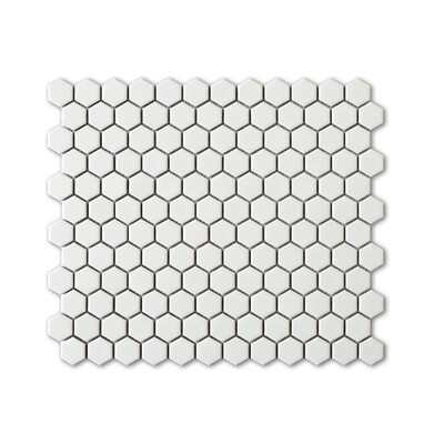 Arctic Style White Glossy Penny Hexagon Porcelain Mosaic 10 1/8x11 5/8