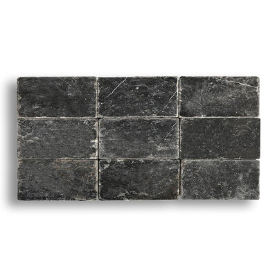 Nero Marquina Premium Tumbled Marble Tile 3x6
