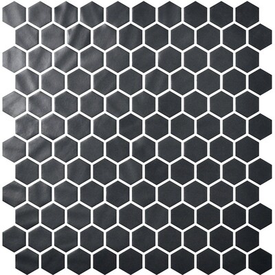Black Polished Hexagon Glass Mosaics 11 3/4×11 1/2