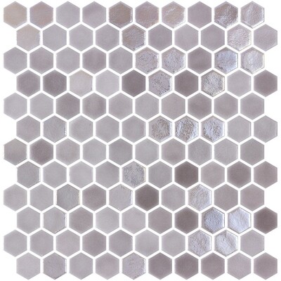Mosaico de vidrio hexagonal pulido color topo 11 3/4x11 1/2