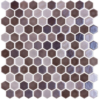 Tan Polished Hexagon Glass Mosaic 11 3/4x11 1/2
