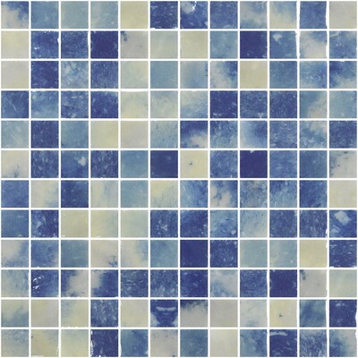 Bluestone Blend Glossy 1×1 Glass Mosaics 12×18