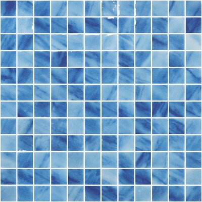 Mosaico de vidrio azul Macauba brillante 1x1 12x18