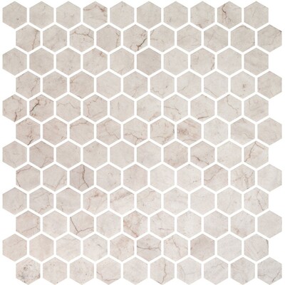 Ivory Honed Hexagon Glass Mosaic 11 3/4x11 1/2