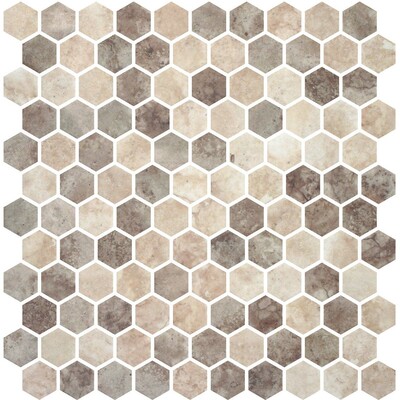 Ecru Nocce Honed Hexagon Glass Mosaic 11 3/4x11 1/2