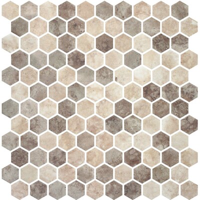 Ecru Nocce Honed Hexagon Glass Mosaics 11 3/4×11 1/2