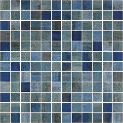 Forest Blue Glossy 1×1 Glass Mosaics 12×18