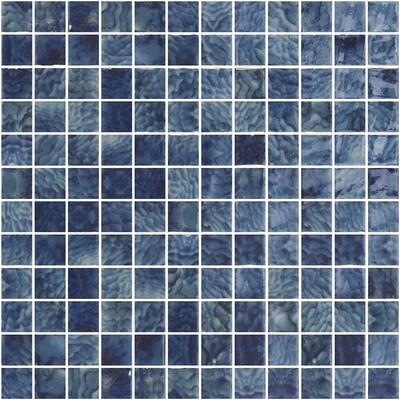 Arrecife Azul Brillante 1x1 Mosaico de vidrio 12x18