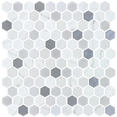 Mosaico de vidrio Fossil Multi Finish Hexagon 11 3/4x11 1/2