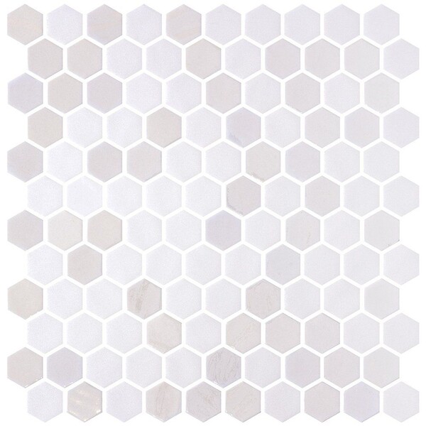 Opalo White Multi Finish Hexagon Glass Mosaics 11 3/4×11 1/2