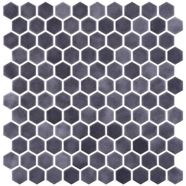 Antracite Honed Hexagon Glass Mosaics 11 3/4×11 1/2