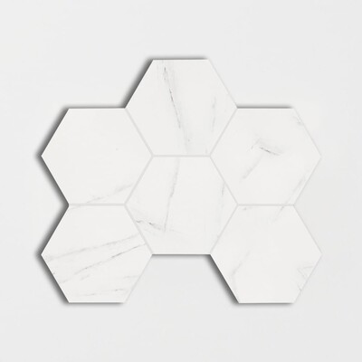 Blanco Honed Hexagon Marble Look Porcelain Mosaic 12x16 1/3