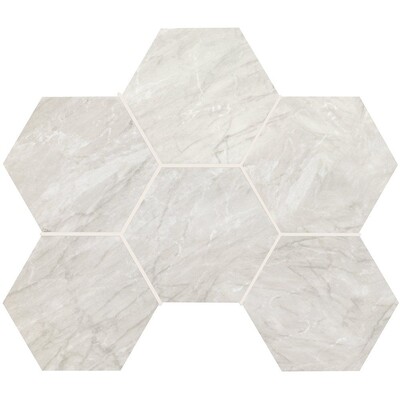 Bardiglio Gray Honed Hexagon Marble Look Porcelain Mosaic 12x16 1/3