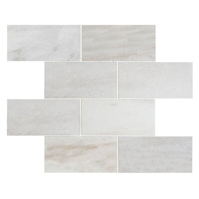 Perla Polished 3x6 Brick Staggered Marble Look Porcelain Mosaic 12x12