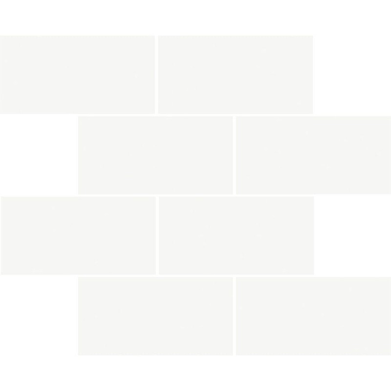 Blanco Marjinal Polished 3×6 Brick Staggered Marble Look Porcelain Mosaics 12×12