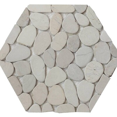 Flat White Natural Pebble Mosaic 9 7/8x11 7/8
