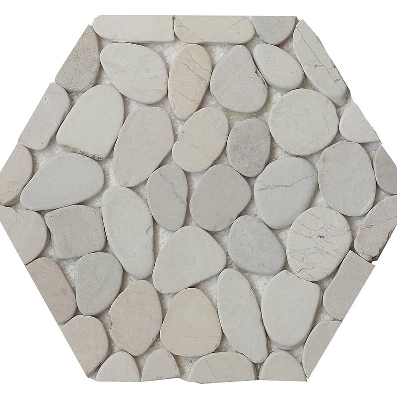 Flat White Natural Pebble Mosaics 9 7/8×11 7/8